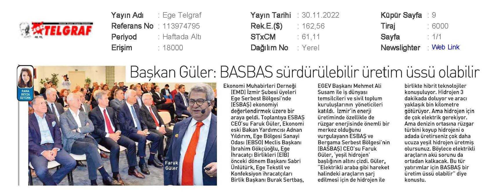 CEO FARUK GÜLER: BASBAŞ COULD BECOME A SUSTAINABLE PRODUCTION HUB
